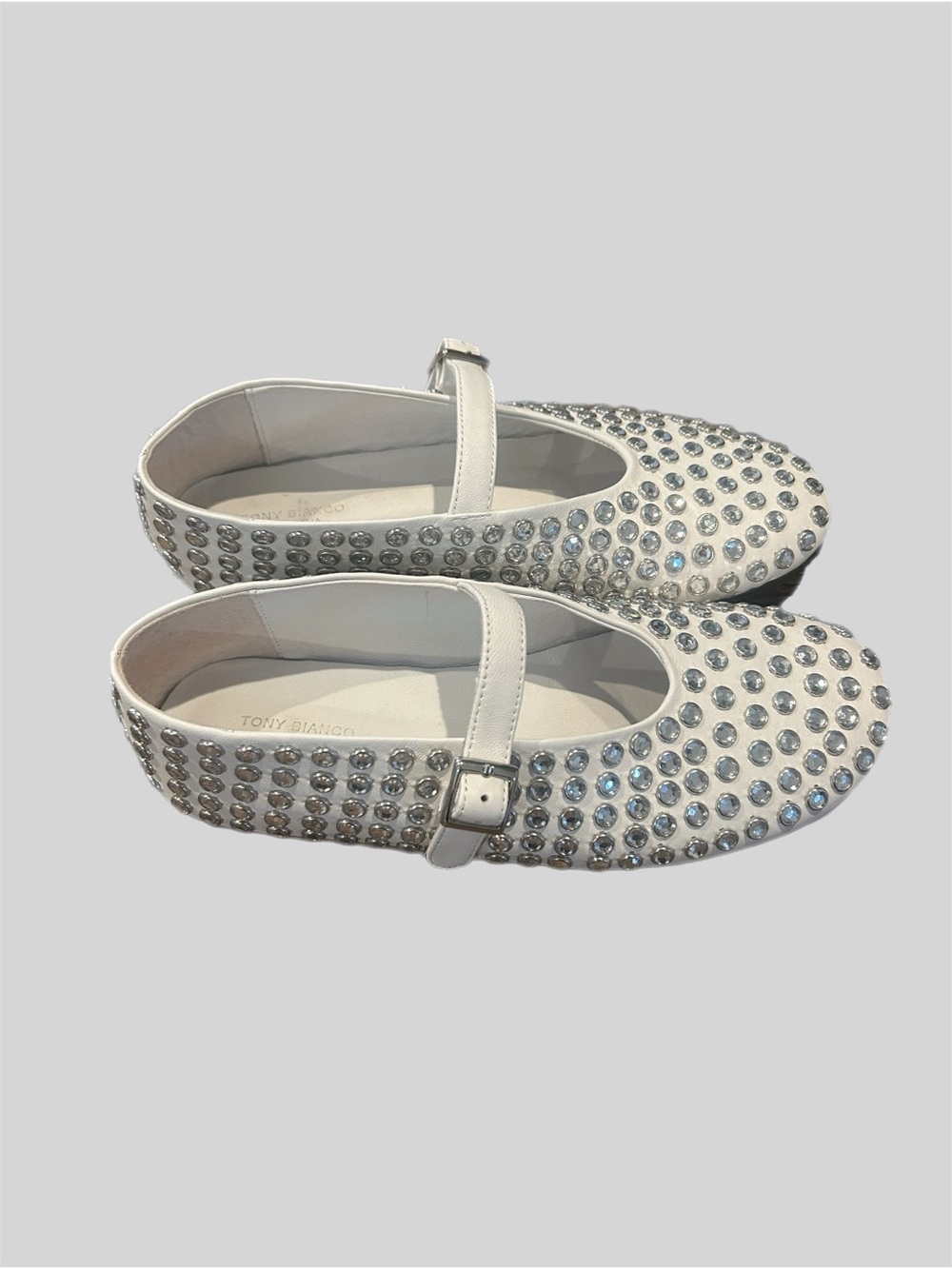 Tony Bianco White Rhinestoned Ballet Flats (size 7)